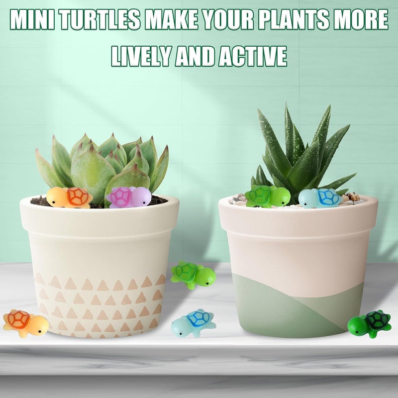 Yuronam 50 PCS Mini Turtle Miniature Sea Turtle Tiny Plastic Turtle Figurines for Garden Miniature Moss Landscape Decoration (Multi Colors) - Image 3